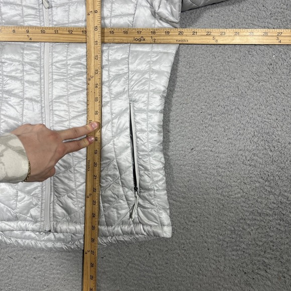 North Face Jacket Womens Sz M Grey ThermoBall Trekker Insulated Puffer Gorp - Picture 9 of 10